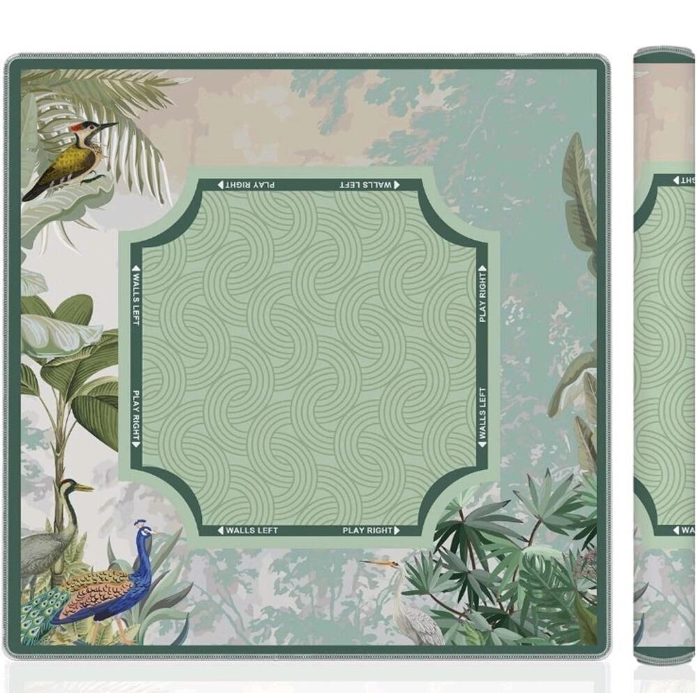 Traditional Mughal Tropical Peacock Mahjong Mat 31.5 x 31.5 in